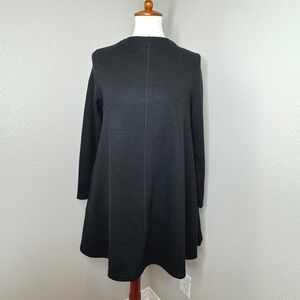 OAK + FORT Swing Sweater Mini Dress XS Mock Neck Black Pockets A-Line Minimalist